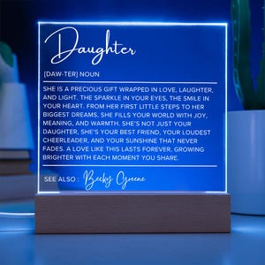 Gift For Daughter Message To My Daughter Gift For Her Birthday Christmas Gift for Daughter Gift From Mom Acrylic Sign with Light For Room