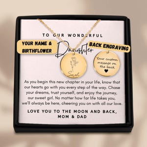 Personalized DAUGHTER Birthday Gift from Mother to Daughter Gift Birthday Gifts from Mom Daughter Jewelry Name & Birth Flower Necklace