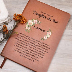 Future Daughter in law Gift, Notebook Bridal Shower, Gifts from Mother in law, Wedding Engagement, Leather Journal, Sons Girlfriend Gifts