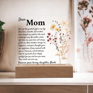 Placa con carta manuscrita personalizada para mamá, regalo para el Día de la Madre, regalo para mamá de su hija, placa acrílica para mamá, regalo de cumpleaños para mamá
