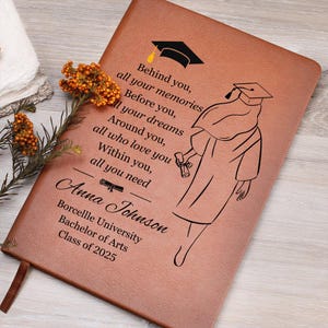 Personalized Graduation Gift Journal, Custom Name Notebook, Leather Journal, Graduate Gift Class of 2025, Grads Gifts for Her Gift for Him