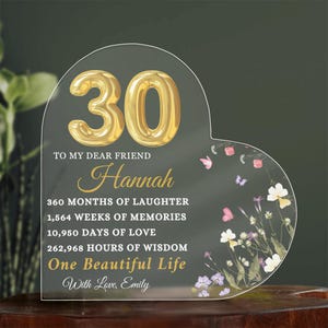 Personalised Birthday Gift for Her Wildflower Heart Keepsake Custom Message Milestone Birthdays 21st 30th 40th 50th 60th 70, Birthday Gifts