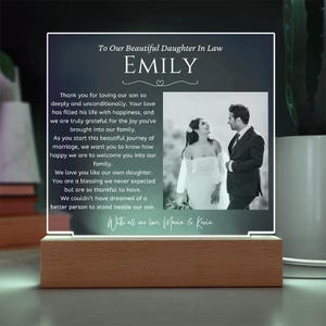 To Our Future Daughter In Law On Wedding Day, Bride Gift From Mother In Law, Daughter In Law Plaque, Future Daughter In Law Gift