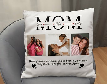 Personalized Pillow Mother's Day Gifts Mom Photo Pillow Gifts For Mom From Daughter, From Son Birthday Gifts for Mother From Kids with Name