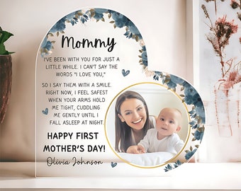 Personalized Photo Happy First Mother's Day Heart Acrylic Plaque, Custom Mothers Day Gift, New Mom Gift, First Mothers Day Gift From Baby