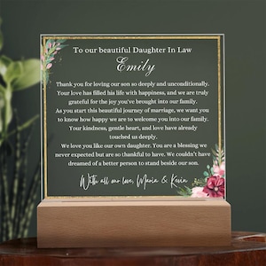 To Our Future Daughter In Law On Wedding Day, Bride Gift From Mother In Law, Daughter In Law Plaque, Future Daughter In Law Gift