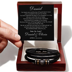 Son In Law Wedding Day Gift Leather Bracelet For Wedding Gift For New Son-In-Law Gift For The Groom Gift From Bride&#39;s Parents Keepsake
