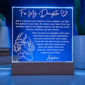 Gift For Daughter Message To My Daughter Gift For Her Birthday Christmas Gift for Daughter Gift From Mom Acrylic Sign with Light For Room