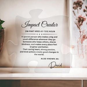 Personalized Difference Maker Plaque, Impact Maker Custom Difference Maker Definition gift, Coworker Going Away Gift Leader Mentor Plaque