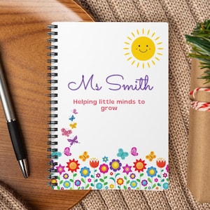 Personalized New Teacher Diary Spiral Journal, Custom Back to School Teacher Notebook, Meeting Notebook, Teacher Keepsake Gift, Thank you