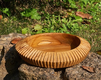 Handcrafted Teak Wooden Bowl, Round Wood Bowls, Decorative Bowl, Wood Serving Bowl, Rustic Bowls, Natural