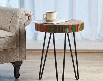reclaimed wood end table etsy