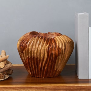Rustic Farmhouse Teak Wood Table Vase