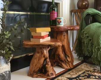 Tree Stump Stool, Natural Edge Side Table End Table, Wood Plant Stand, Nightstand, Wood Accent Stool, Outside Furniture, Live Edge, Rustic