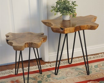 Rustic Live Edge Teak Roots Coffee Table, Handmade Furniture and Decor