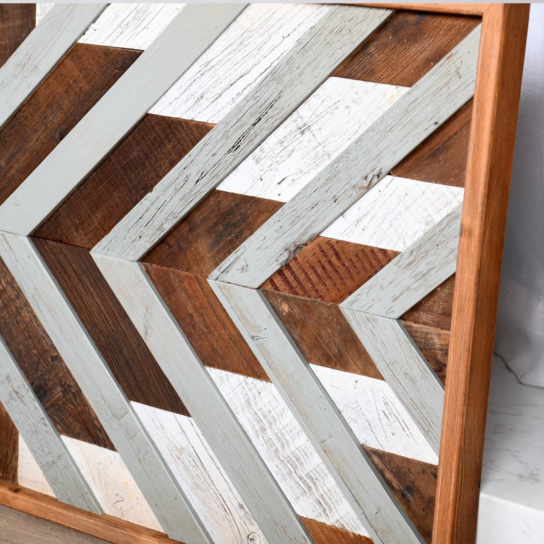 Large Reclaimed Wood Wall Art Geometric Wood Art Wood Wall Etsy