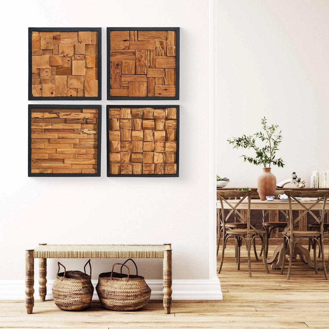 Natural Wood Wall Decor, Rustic Wooden Wall Art, Home Decorations for