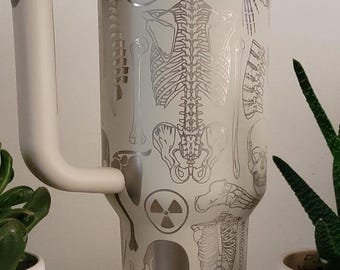 Radiology, X-ray Tech, Radiologist tumbler Xray tech, Bones 40oz Double Wall Insulated Tumbler with Handles Gift for mom