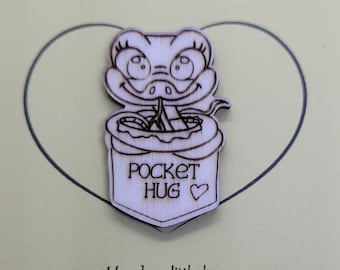 Snake Handmade Wooden Pocket hug token love gift little pocket hug, pick me up pocket hug token missing you