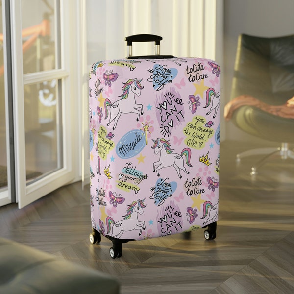 Kids Unicorns , rainbows girls suitcase cover Designed Luggage Cover Modern Luggage Protector Suitcase Cover Carry on luggage Wrap