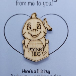 Dolphin Handmade Wooden Pocket hug token love gift little pocket hug, pick me up pocket hug token missing you