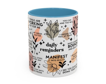 Empowering Affirmation Coffee Mug, Motivational Daily Reminders Cup, Self-Love Gift, Positive Vibes Mug, Inspirational Kitchen Decor