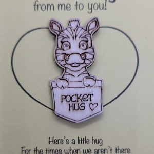 Zebra  Handmade Wooden Pocket hug token love gift little pocket hug, pick me up pocket hug token missing you
