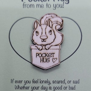 Squirrel Handmade Wooden Pocket hug token love gift little pocket hug, pick me up pocket hug token missing you