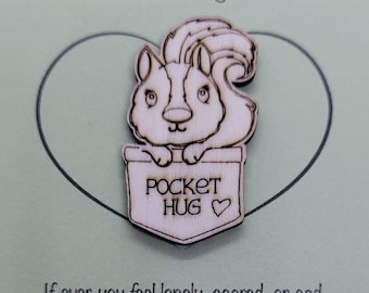 Squirrel Handmade Wooden Pocket hug token love gift little pocket hug, pick me up pocket hug token missing you