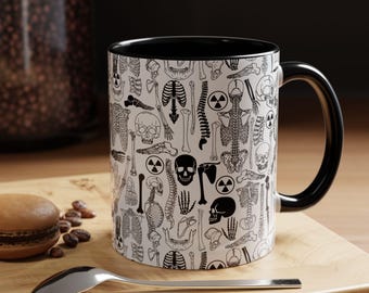 Radiology Skeleton Coffee Mug - Perfect for Radiologist, Unique Gift for Anatomy Lovers, Scary Decor, Bone Print Mug, Fun Drinkware