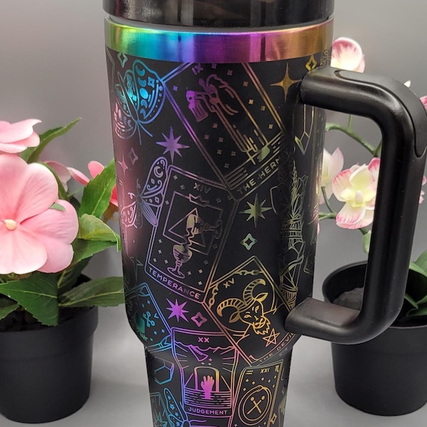 Tarot Cards Engraved 40oz Double Wall Insulated Tumbler with Handles