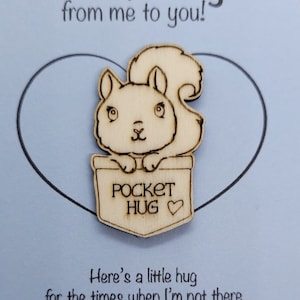 Squirrel Handmade Wooden Pocket hug token love gift little pocket hug, pick me up pocket hug token missing you