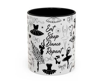 Taza de café con temática de ballet: regalo perfecto para bailarines, amantes de la danza y entusiastas del ballet. Citas inspiradoras, ilustraciones lindas, únicas.