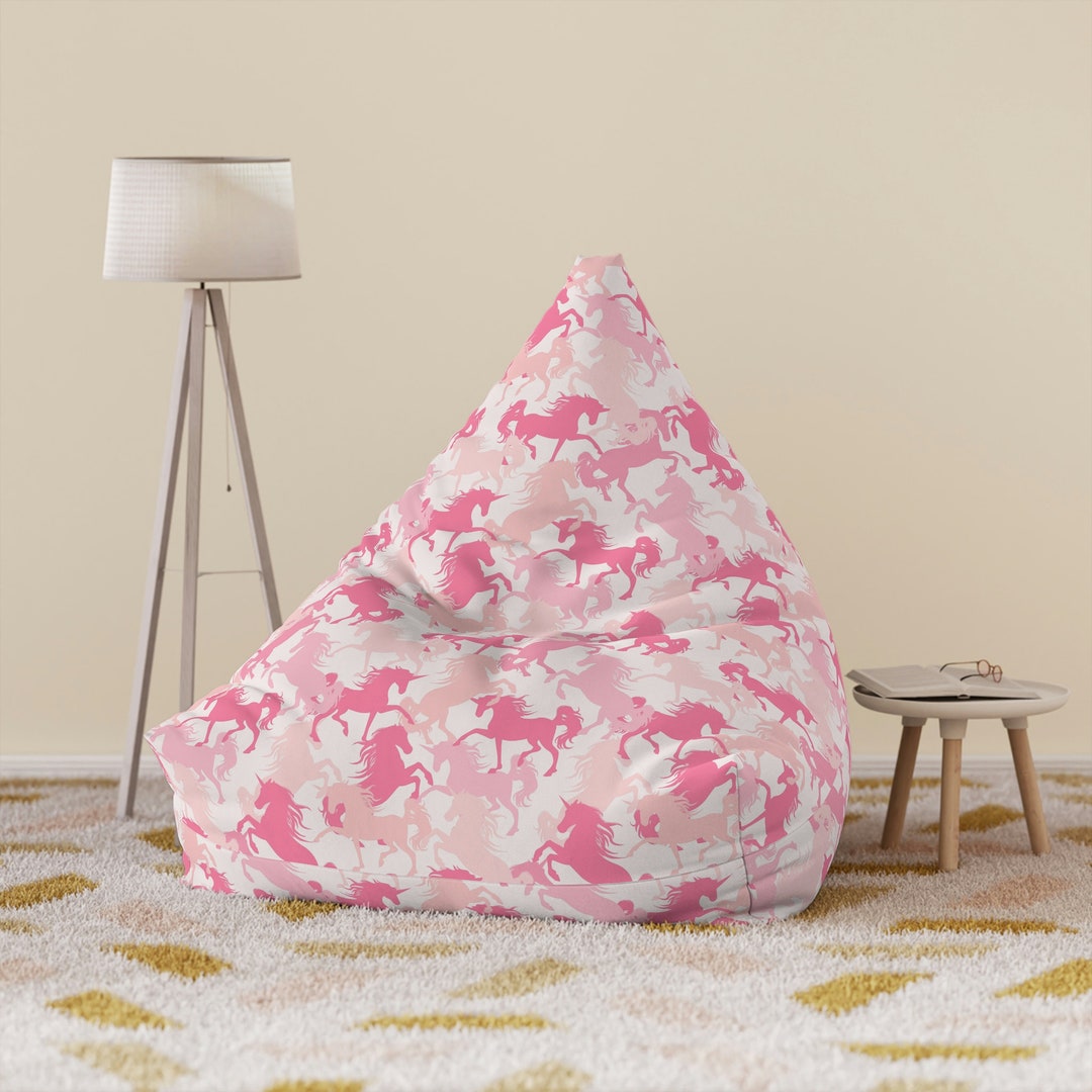 Pink Horses / Unicorns Kids Bean Bag Chair Cover Pink Horses / Unicorns