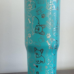 Bouledogue français, amoureux des chiens Bouteille d'eau gobelet isotherme à double paroi 30 oz gravée