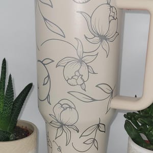 Delicate flowers, roses, flowers, floral gift Engraved 40oz Double Wall Insulated Tumbler with Handles