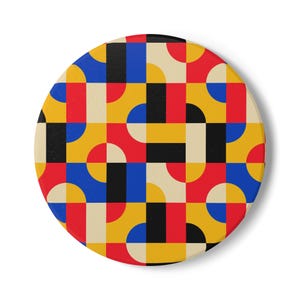 Keramikuntersetzer mit geometrischem Retro-Muster | Fliesenkunst im Mid-Century-Modern-Stil
