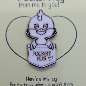 Chick Handmade Wooden Pocket hug token love gift little pocket hug, pick me up pocket hug token missing you