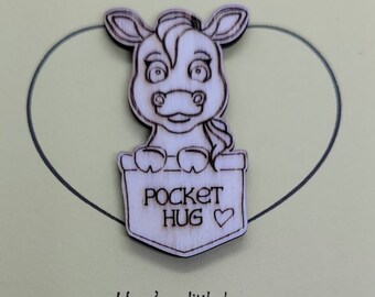 Horse Handmade Wooden Pocket hug token love gift little pocket hug, pick me up pocket hug token missing you