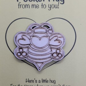 Butterfly Handmade Wooden Pocket hug token love gift little pocket hug, pick me up pocket hug token missing you