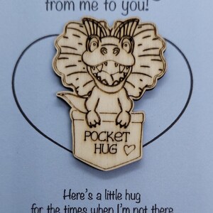 Dinosaur Handmade Wooden Pocket hug token love gift little pocket hug, pick me up pocket hug token missing you