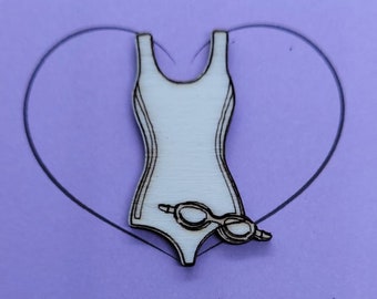 Swimming Handmade Wooden Pocket hug token love gift little pocket hug, pick me up pocket hug token missing you