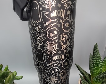 Ghost, Halloween Engraved 30oz Double Wall Insulated Tumbler water bottle