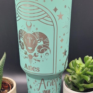 Zodiac Sign Tumbler, Astrology tumbler,  choose your Star sign, Engraved 40oz Double Wall Insulated Tumbler with Handles