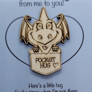 Mythical Handmade Wooden Pocket hug token love gift little pocket hug, pick me up pocket hug token missing you