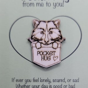 Fox Handmade Wooden Pocket hug token love gift little pocket hug, pick me up pocket hug token missing you