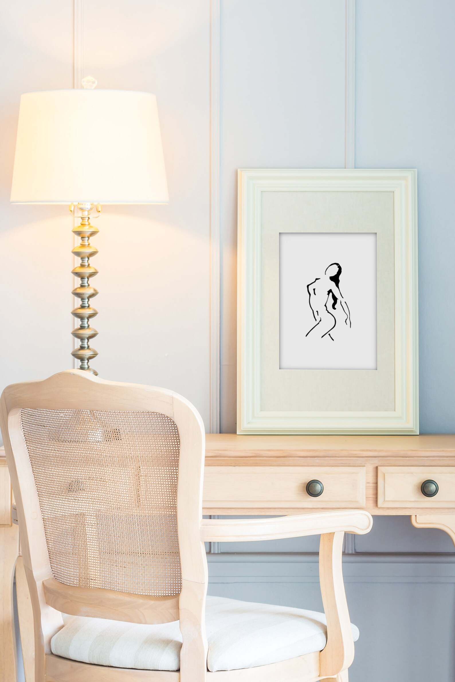 Digital Art Print, Naked Woman Printable Arts, Nude Woman Minimal Art