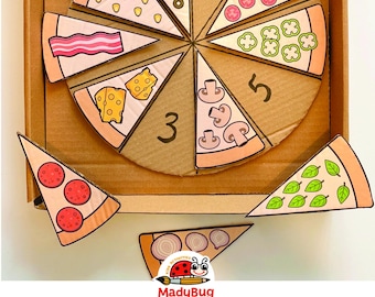 Aktivitet att räkna pizzabitar | Utskrivbar PDF för småbarn och förskolebarn