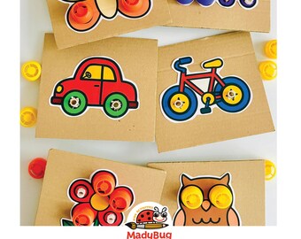 Bottle Caps Puzzle Game | Printable PDF Fine Motor Activity for Toddlers & Preschoolers
