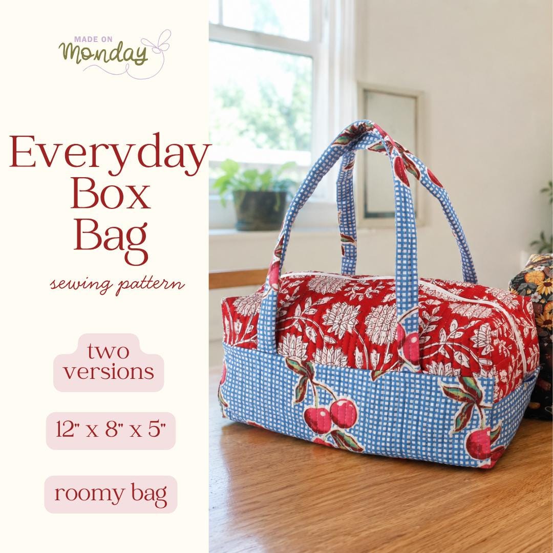 Everyday Box Bag Sewing Pattern | Quilted Zip Tutorial (PDF Download ...
